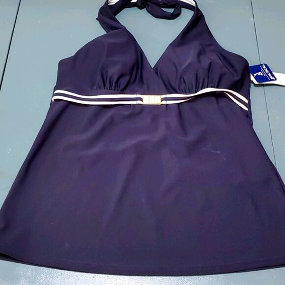 Nautical bathing suit top. NWT, navy 10, nice modest style.‎ Next cruise.. - Picture 1 of 8